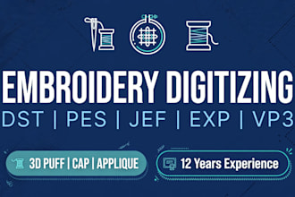 do embroidery digitizing dst pes jef 3d puff cap logo
