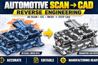 reverse engineer automotive parts from 3d scans into manufacturing ready cad