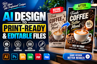 recreate ai generated designs into editable print ready files