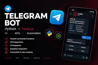 build a custom telegram bot with python or node