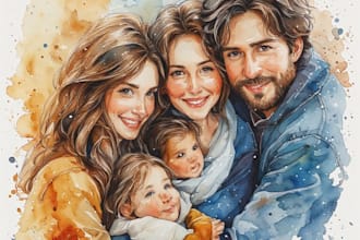 paint a family or couple portrait, handdrawn, noai