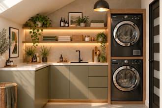 design a modern laundry room 3d interior render