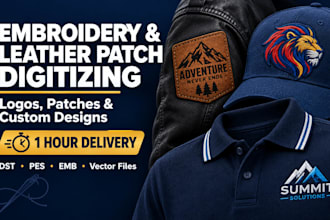 embroidery digitizing patch and leather patch design embroidery logo digitizing