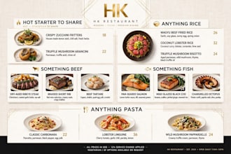design a professional restaurant food menu