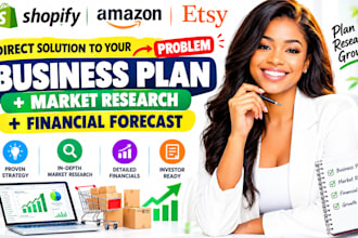 write an e commerce shopify amazon or etsy business plan with market research
