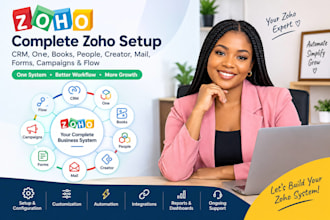 setup zoho CRM, books, people, creator, flow and zoho one