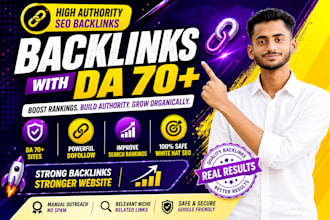 provide SEO backlinks da 50 to 90 with white hat nofollow  link building