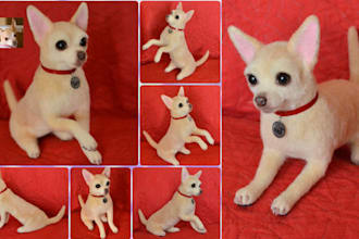 lifelike custom pet replica needle felted 3d wool animal handmade sculpture