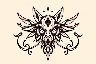 design geometric hand drawn animal logo tattoos illustration