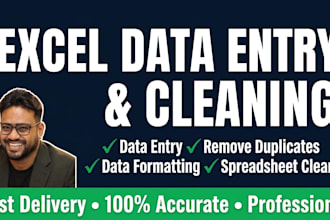 do excel data entry, cleaning and deduplication professionally
