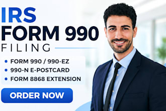 prepare and file irs form 990, 990cez, 990 n and 8868 for nonprofits