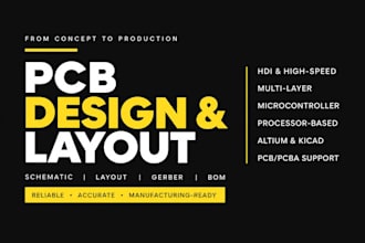 design pcb layout, schematic, hdi, high speed pcb and pcba in altium and kicad