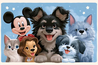 create a magical cartoon pet portrait from your photo
