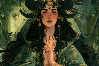 create a custom tarot card character illustration