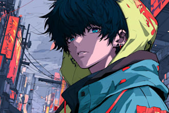 anime character an illustration and anime character
