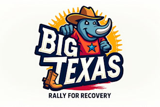 do big texas rally for recovery mascot logo design