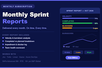 deliver monthly agile sprint reports for your scrum team