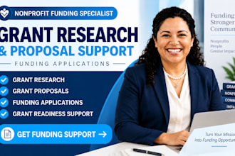 assist nonprofits with grant research, grant proposals and funding applications