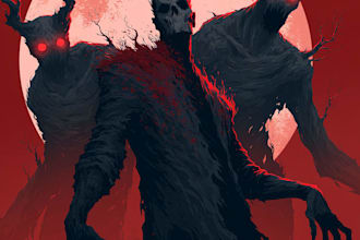 draw a detailed dark art rock gothic illustration