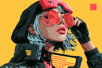 draw you a cyberpunk illustration portrait