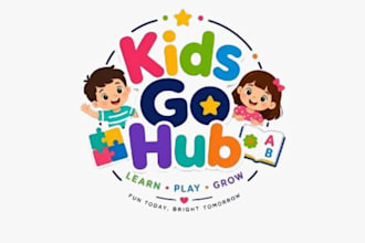 cute kids, daycare, school, and kindergarten logo design