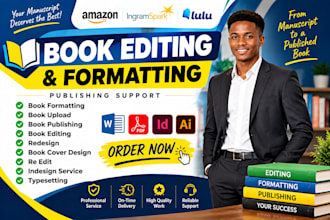 do ingramspark formatting, manuscript editing, clickable toc, kindle publishing