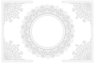 provide ornate vector border frame circular motif and layout