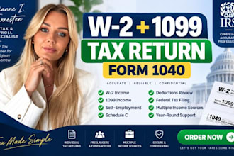 prepare your US tax return with w2, 1099 and form 1040 accurately and fast