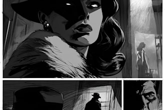 create noir horror and dark comic book illustrations