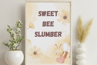 design cute nursery wall art or custom printable wall art