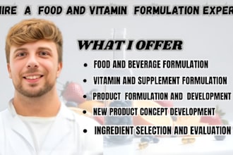 food formulation, vitamin and product development formulation chemists