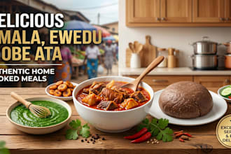 create eba and egusi with ogbono soup