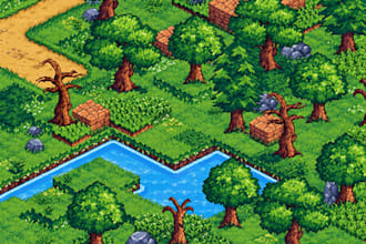 create isometric pixel art, tileset, pixel art animation, pixel tileset, tilemap