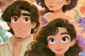 make a disney children cartoon illustration