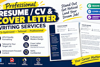 write an ats optimized resume CV and cover letter