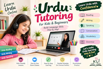 help kids learn urdu reading, writing ,speaking through zoom