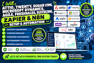 attio twenty sugar crm microsoft dynamics agile freshsales suitecrm zapier n8n