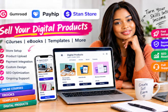 gumroad payhip stan store setup digital products upload courses ebook SEO seller