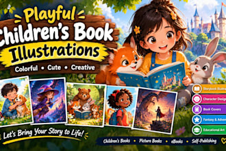 create playful children book illustrations and storybook art