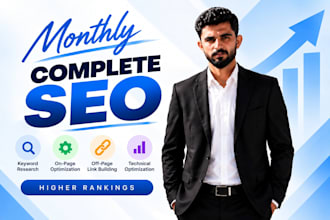 do complete monthly SEO on page technical and off page optimization