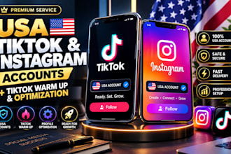 create usa tiktok account, usa instagram account tiktok warm up and optimization