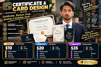 design custom certificates, appreciation awards, and business cards