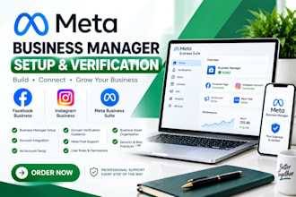 set up meta business manager and assist with business verification