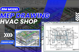 draft mep drawing, bim model, hvac shop drawings,  load calculation in revit