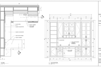 create millwork shop drawings, kitchen cabinet wardrobe pantry carpentry cutlist