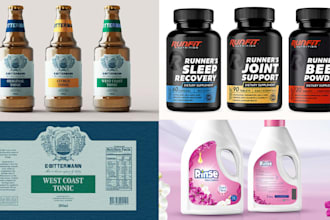 do peptide vial label design, tonic label design, supplement cleaning label