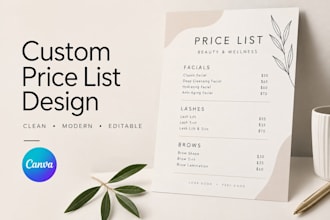 design a luxury lash tech price list in canva