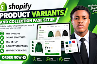 setup shopify product variants, collections and optimize product pages