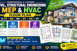 civil structural engineering mep hvac floor plan in ct MD ma ny oh ut