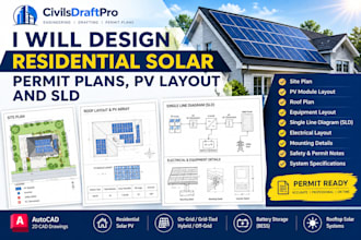 design residential solar permit plans, pv layout and sld